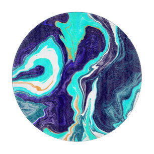 Blauwe Blauwgroen oceaanzwemmen Marmer Fluid Art Snijplank