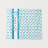 Blauwe & Blauwgroen Octopus Baby's Naam Geboortest Wandkleed (Voorkant (horizontaal))