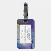 Blauwe, Blauwgroen, Paarse en goudalcoholinkt Abst Bagagelabel (Achterkant verticaal)