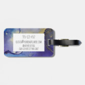 Blauwe, Blauwgroen, Paarse en goudalcoholinkt Abst Bagagelabel (Achterkant horizontaal)