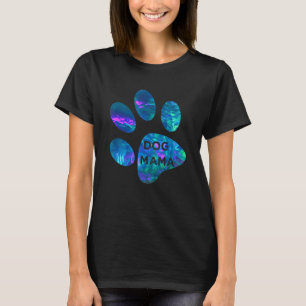 Blauwe blauwgroen paarse hond Dog mamma en poothon T-shirt