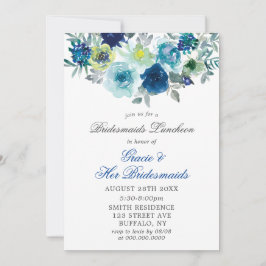 Blauwe Blauwgroen Paint Peony Bridesmaids Luncheon