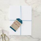Blauwe Blauwgroen Retro Tides van de Kerstvibes Cadeaulabel (Met Touw)