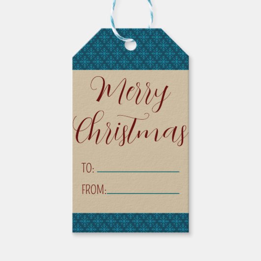 Blauwe Blauwgroen Retro Tides van de Kerstvibes Cadeaulabel (Voorkant)