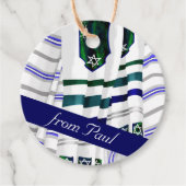 Blauwe, Blauwgroen tapijtschelp Mitzvah Gift Label (Voorkant)