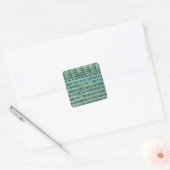 Blauwe blauwgroen tegels vierkante sticker (Envelop)