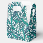 Blauwe Blauwgroen Tropische Bladeren Bedankdoosjes (Geopend)