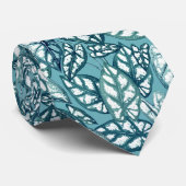 Blauwe Blauwgroen Tropische Bladeren Stropdas (Opgerold)