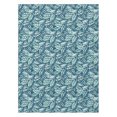 Blauwe Blauwgroen Tropische Bladeren Tafelkleed (Voorkant)