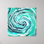 Blauwe, Blauwgroen, Turquoise- en White Swirls Mar Canvas Afdruk (Voorkant)