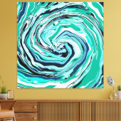 Blauwe, Blauwgroen, Turquoise- en White Swirls Mar Canvas Afdruk (Insitu (Woonkamer))