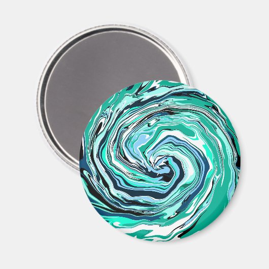 Blauwe, Blauwgroen, Turquoise- en White Swirls Mar Magneet (Voorkant / Achterkant)