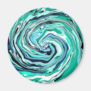 Blauwe, Blauwgroen, Turquoise- en White Swirls Mar Magneet