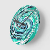 Blauwe, Blauwgroen, Turquoise- en White Swirls Mar Ronde Klok (Hoek)