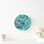 Blauwe, Blauwgroen, Turquoise- en White Swirls Mar Ronde Klok (Huis)