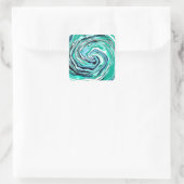 Blauwe, Blauwgroen, Turquoise- en White Swirls Mar Vierkante Sticker (Tas)