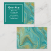Blauwe, Blauwgroen, Turquoise Marble Art Visitekaartje (Voorkant / Achterkant)