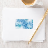 Blauwe Blauwgroen Waterverf Abstract Etiket (Insitu)