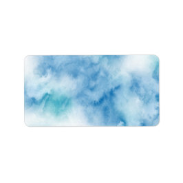 Blauwe Blauwgroen Waterverf Abstract Etiket