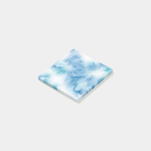 Blauwe Blauwgroen Waterverf Abstract Post-it® Notes (Schuin)