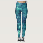 Blauwe Blauwgroen Waterverf Abstractie Leggings<br><div class="desc">Blauwe en blauwgroen waterverf ombre troebel bespikkeld abstract schilderij.</div>