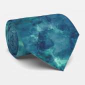 Blauwe Blauwgroen Waterverf Abstractie Stropdas (Opgerold)