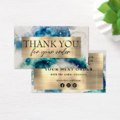 Blauwe blauwgroen waterverf bedankt voor je kortin visitekaartje (Bureau)