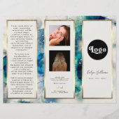 Blauwe Blauwgroen Waterverf Elegant Brochure (Voorkant)