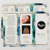 Blauwe Blauwgroen Waterverf Elegant Brochure (Voorkant / Achterkant)