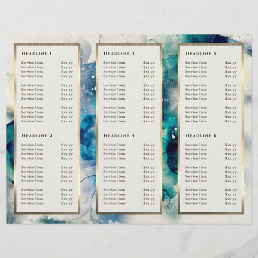 Blauwe Blauwgroen Waterverf Elegant Brochure (Achterkant)