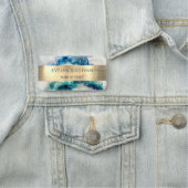 Blauwe Blauwgroen Waterverf en goudolie Naamplaatje (In situ)