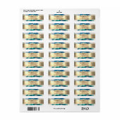 Blauwe blauwgroen waterverf en goudretourlabel etiket (Full Sheet)