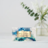 Blauwe Blauwgroen Waterverf en Visitekaartje met g (Staand voorkant)