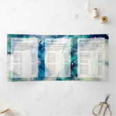 Blauwe Blauwgroen Waterverf Gold Foil drievoudige  Drieluik Kaart (Binnen)