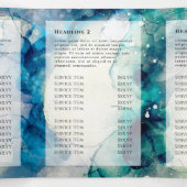 Blauwe Blauwgroen Waterverf Gold Foil drievoudige  Drieluik Kaart (Binnenkant midden)