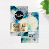 Blauwe blauwgroen waterverf gouden folie bijsluite visitekaartje (Bureau)