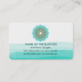 Blauwe Blauwgroen Waterverf Lotus Floral Mandala Y Visitekaartje (Achterkant)