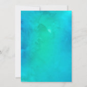 Blauwe Blauwgroen Waterverf Peony Wedding Invitati (Achterkant)