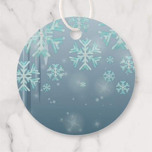 Blauwe Blauwgroen winter Wonderland Merry kerst Bedankjes Labels (Achterkant)