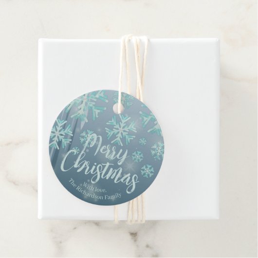 Blauwe Blauwgroen winter Wonderland Merry kerst Bedankjes Labels (In situ)