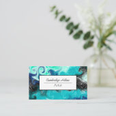 Blauwe, Blauwgroen zwarte, Abstracte, lichtvochtig Visitekaartje (Staand voorkant)
