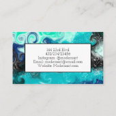 Blauwe, Blauwgroen zwarte, Abstracte, lichtvochtig Visitekaartje (Achterkant)
