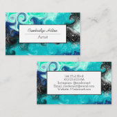Blauwe, Blauwgroen zwarte, Abstracte, lichtvochtig Visitekaartje (Voorkant / Achterkant)