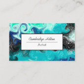 Blauwe, Blauwgroen zwarte, Abstracte, lichtvochtig Visitekaartje (Voorkant)