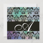 BLAUWE BLAUWGROEN ZWARTE DAMASKMONOGRAM, wit Kaart (Voorkant)