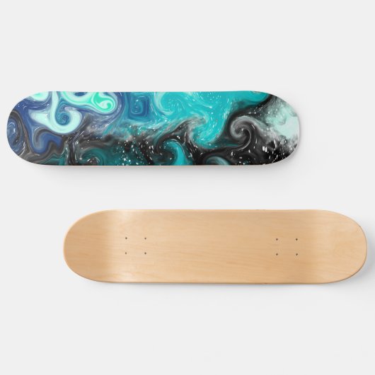 Blauwe, Blauwgroen, zwarte, lichtvochtige kunst Persoonlijk Skateboard (Horizontaal)