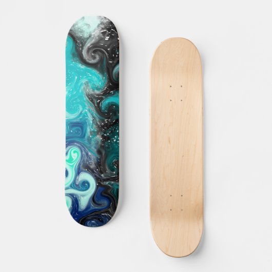 Blauwe, Blauwgroen, zwarte, lichtvochtige kunst Persoonlijk Skateboard (Voorkant)