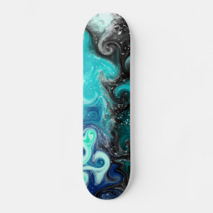 Blauwe, Blauwgroen, zwarte, lichtvochtige kunst Persoonlijk Skateboard