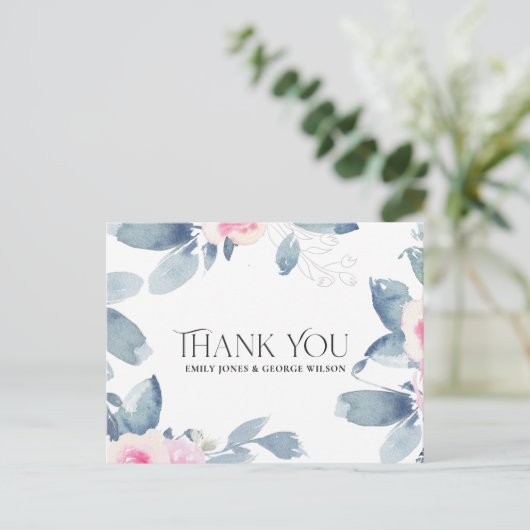 BLAUWE BLAUWVLOERING VOOR ELK JAAR JUBILEUM DANK U AANKONDIGINGSKAART (Staand voorkant)