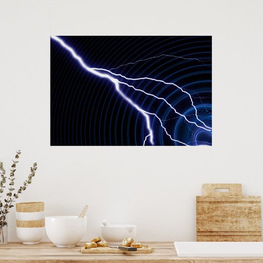 Blauwe bliksem poster (Keuken)